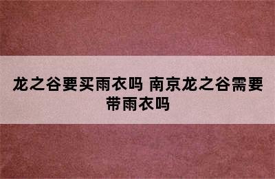 龙之谷要买雨衣吗 南京龙之谷需要带雨衣吗